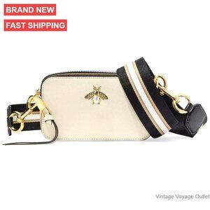 Leather Crossbody Camera Bag Small Shoulder Purse Adjustable Straps